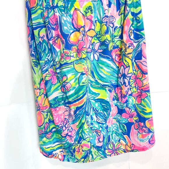 Lilly Pulitzer Windsor Dress Medium Bennet Blue Strapless Floral Pull On Cotton - Picture 14 of 14